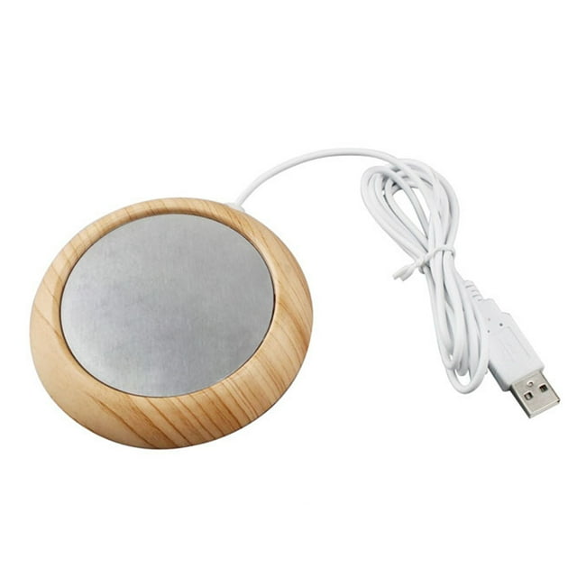 SKISUNO Réchauffeur de Boissons en Métal pour Bureau Réchauffeur de Tasse Grain de Bois Clair 1Pcs