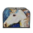 thumbnail image 2 of Uemuo Starry White Horse Print Toaster Cover 4 Slice, Small Kitchen Appliance Covers, Toaster Oven Cover with Loop, Bread Machine Cover Dust Cover Protection, 2 of 7