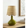thumbnail image 4 of Livabliss Aviara Rustic Accent Table Lamp, 15-inch, Green with Wheat Scalloped Shade, 4 of 5