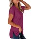 thumbnail image 4 of Sonducket Camiseta de mujer con cuello en V, manga corta con cuello en V, blusa dividida de color sólido Prendas para la parte del cuerpo Rojo púrpura L Sonducket AP003161-33, 4 of 6