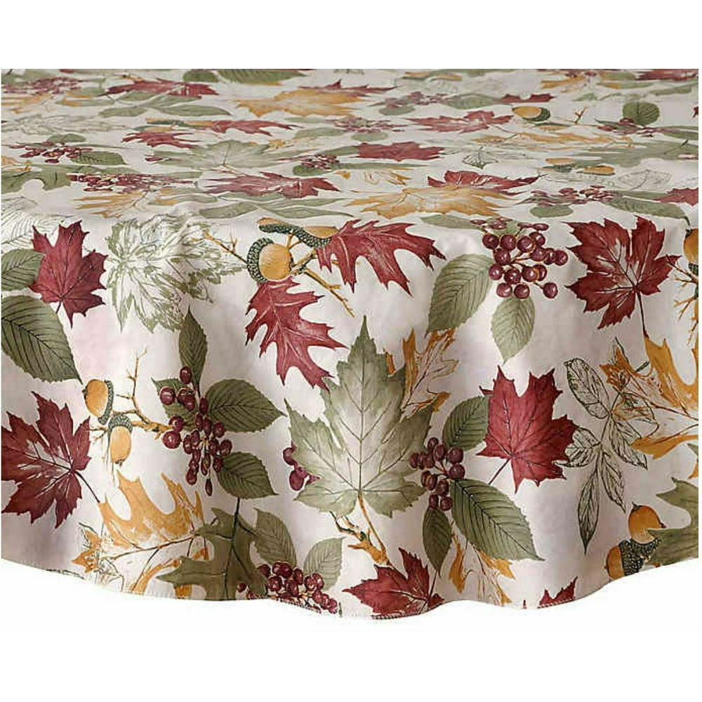 ELRENE Fall Leaf Melody Vinyl 60Inch x 84Inch Oblong Tablecloth