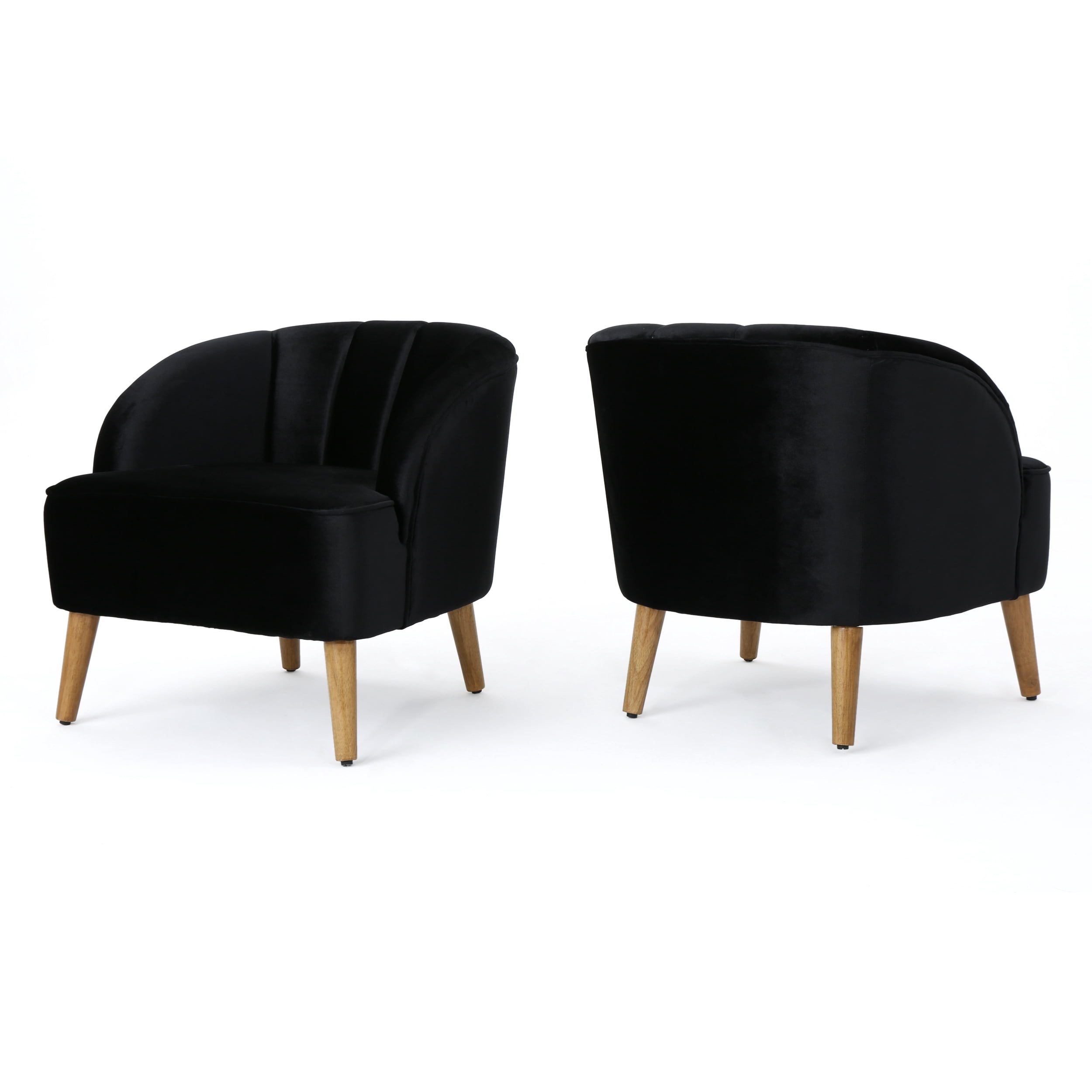 Noble House Modern Velvet Club Chair, Black