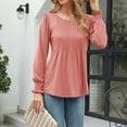 thumbnail image 4 of CEHVOM Mode Femme Solide Décontracté Manches Bouffantes Col Rond Manches Longues Liquidation, 4 of 4