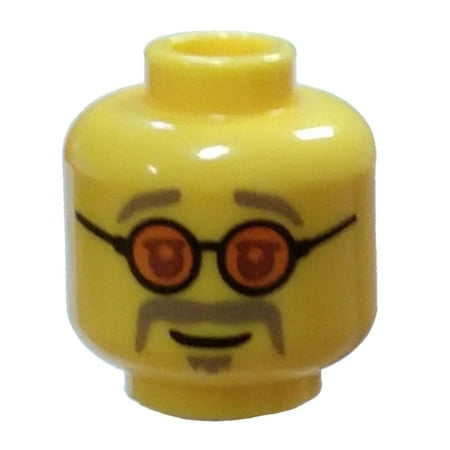 LEGO Orange Sunglasses, Dark Tan Eyebrows, Moustache and Goatee Minifigure Head [No Packaging]