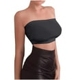 thumbnail image 2 of MYAOYINo Boundaries Womens Strapless Bandeau Crop Top Solid Color Clubwear Outfit, 2 of 4