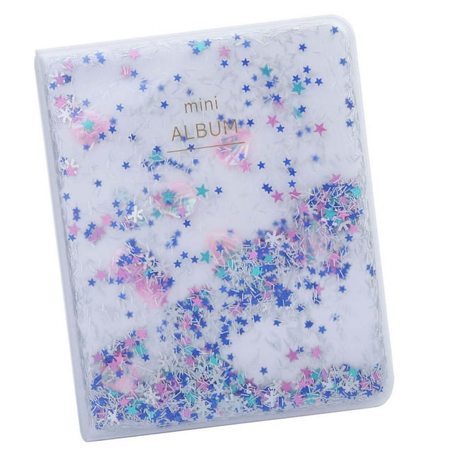 Mini álbum de Fotos Transparente Con cuentas de Movediza, 64 Bolsillos, Cuerpo Pequeño, Cubierta Colorida de Gran Capacidad para mini Cámara de Fotos