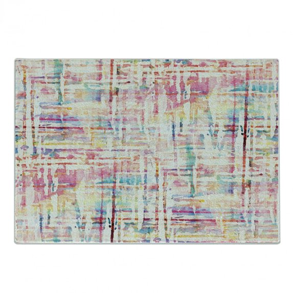 Watercolor Cutting Board, Cool Abstract Scattered Colors in Expressionist Manners Modern Painting Art, Decorative Tempered Glass Cutting and Serving Board, Small Size, Multicolor, by Ambesonne