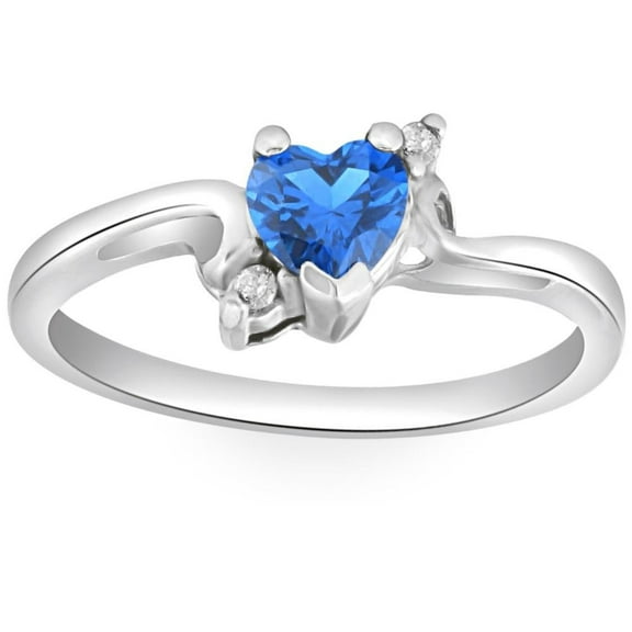 Pompeii 1/3Ct Heart Shaped Blue Sapphire & Diamond Ring in White, Yellow, or Rose Gold