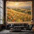 thumbnail image 6 of Sun-Drenched Wildflower Meadow Landscape Romantic Folk Art for Nature Enthusiasts, Botanical Home Decor Housewarming Gift Tapestry Wall Hanging for Living Room and Reading Nook, 6 of 7