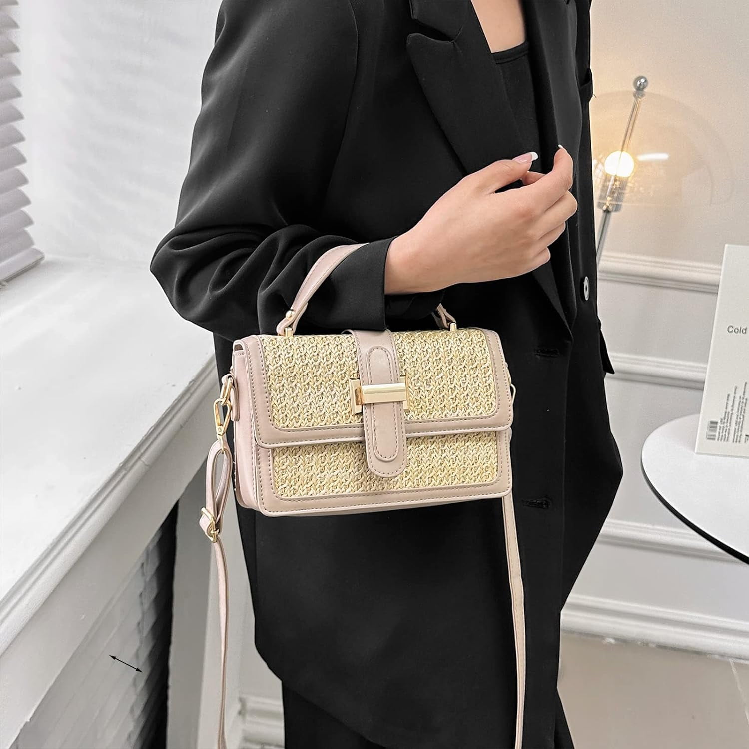 Kukuzhu Straw Crossbody Bags for Women, Summer Straw Purses and Handbags Shoulder Clutch Bag for Vacation