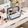 thumbnail image 7 of Standing Pencil Case with Base Large Capacity Stationery Pouch Pen Bag with Zipper for Women Men Abstract Blue Maple Leaves, 7 of 7