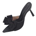 thumbnail image 1 of Zapatillas Abiertas Del Dedo Del Pie de las Mujeres con Doble Arco Detalle Punteado Dedo Del Pie de Tacón Alto Mulas para el Uso Casual, Tacones de Sandalias Negras con Tacón Cónico Delgado Y Desliza, 1 of 8