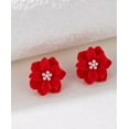 thumbnail image 2 of K-KED Red Flower Pearl Stud Earrings, 2 of 5