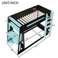 thumbnail image 2 of Mirightone Twin over Twin Bunk Bed with Gaming Desk and Storage Shelves, Wooden Gaming Bunk Bed with LED Light & Charging for Gamer - Black+Blue, 2 of 8