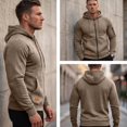 thumbnail image 4 of Men Zip Up Hoodie Full Zip Sweatshirt Jacket, Drawstring Hood Pockets Athletic, Casual Winter Coats, 4 of 7