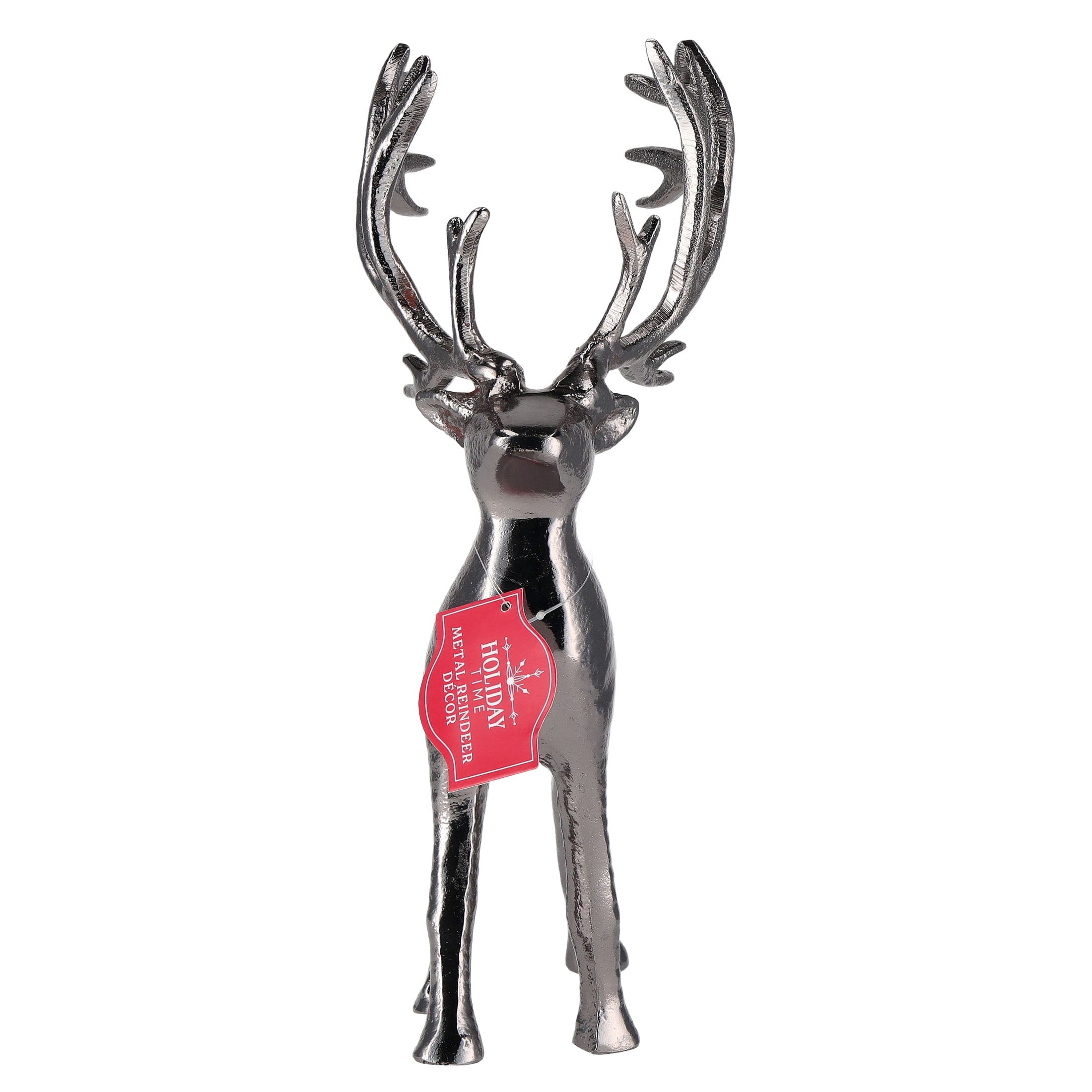 Holiday Time Aluminum Casted Standing Reindeer Christmas Decoration, Black, 12.25-inch