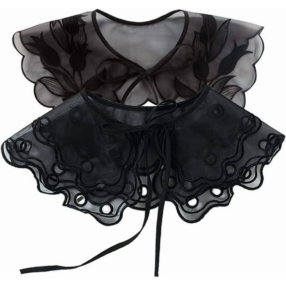 Camicover Detachable Dickey Collar Fake Collar Embroidery Neck Ruff Mini Cape Choker Blouse Collar for Women Girl