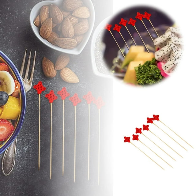 Palillos de cóctel para el Año Nuevo chino, 100 unidades, palillos con frutas, palillos para postres, palillos para comida, sándwiches, bebidas, brochetas de carne, frutas, artículos para fiestas.