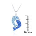 thumbnail image 3 of Silver Tone Blue Double Dolphin Necklace with Swarovski Elements, 3 of 3