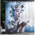 thumbnail image 3 of Ambesonne Ice Blue Shower Curtain, Lady Blowing Snowflakes, 69"Wx84"L, Pastel Purple and Dark Mauve, 3 of 4