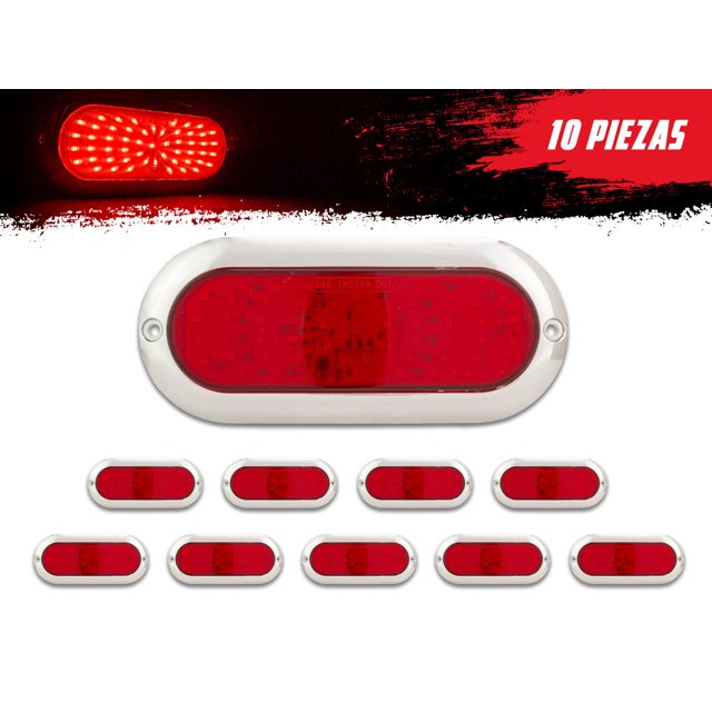 Kit 10 Plafones Posteriores TUNELIGHT-RENOVATIO 54 Leds Estrobo Rojo