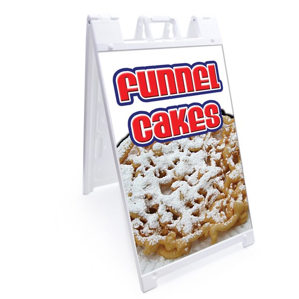 Aframe Sidewalk Funnel Cakes Sign With Graphics On Each