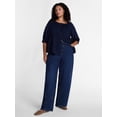 thumbnail image 2 of Terra & Sky Women's Plus Button Front Swing Top with Elbow Length Sleeves, Sizes 0X-5X, 2 of 5