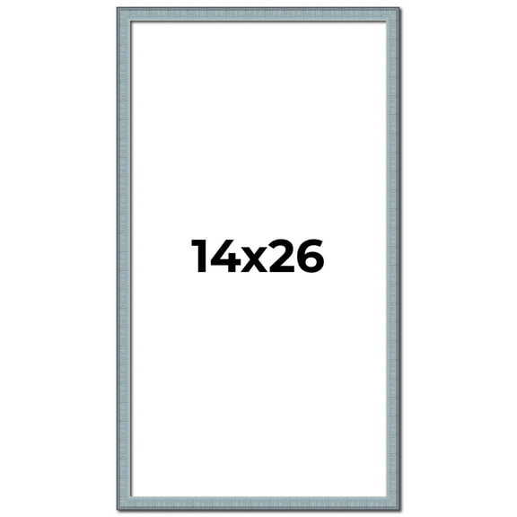 14x26 Frame Blue Scuffed Farm Board Solid Wood Picture Frame Width 0.75 Inches | Interior Depth 0.5