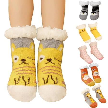 

MEGAWHEELS Baby Fuzzy Socks Warm Thick Velvet Toddler Baby Floor Socks