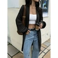 thumbnail image 6 of Long Sleeve Cable Knit Long Cardigan for Women Fall Winter Chunky Open Sweaters Black S, 6 of 8