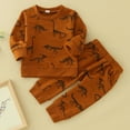 thumbnail image 2 of Generic Toddler Boys Winter Long Sleeve Dinosaur Prints Tops Pullover Pants 2PCS Outfits Clothes Set for Babys Clothes（6-12 Months Yellow）, 2 of 6