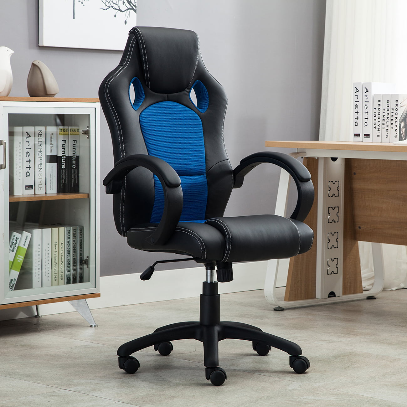 Belleze Racing High Back Office Chair Pu Leather Computer Desk