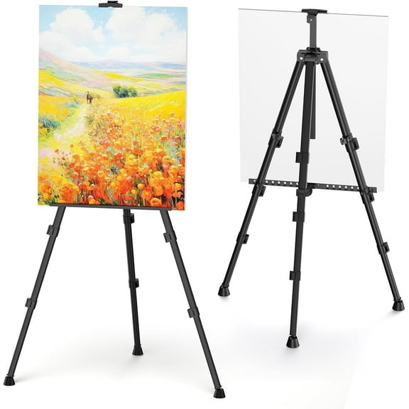 Portable Art Painting Easel Stand - Adjustable Display Artist Tripod Metal Easel with 1 Bag for Table-Top/Floor Painting, Height from 17 to 66 inches, Sturdy for Drawing, Displaying - Black
