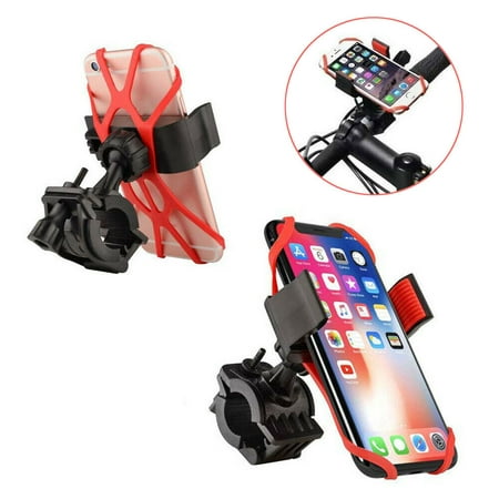 Bike Mount Bicycle Phone Holder Universal Cradle Clamp for iPhone X 8 7 6 5 Plus Galaxy S9 S8 S8+ S7 S6 S5 S4 Edge Nexus LG Moto Smartphone GPS 360 Degrees Rotatable Rubber