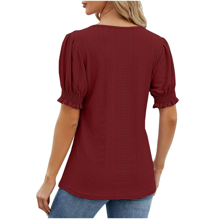 WXLWZYWL Women'S Solid Colour Square Neck Loose Bubble