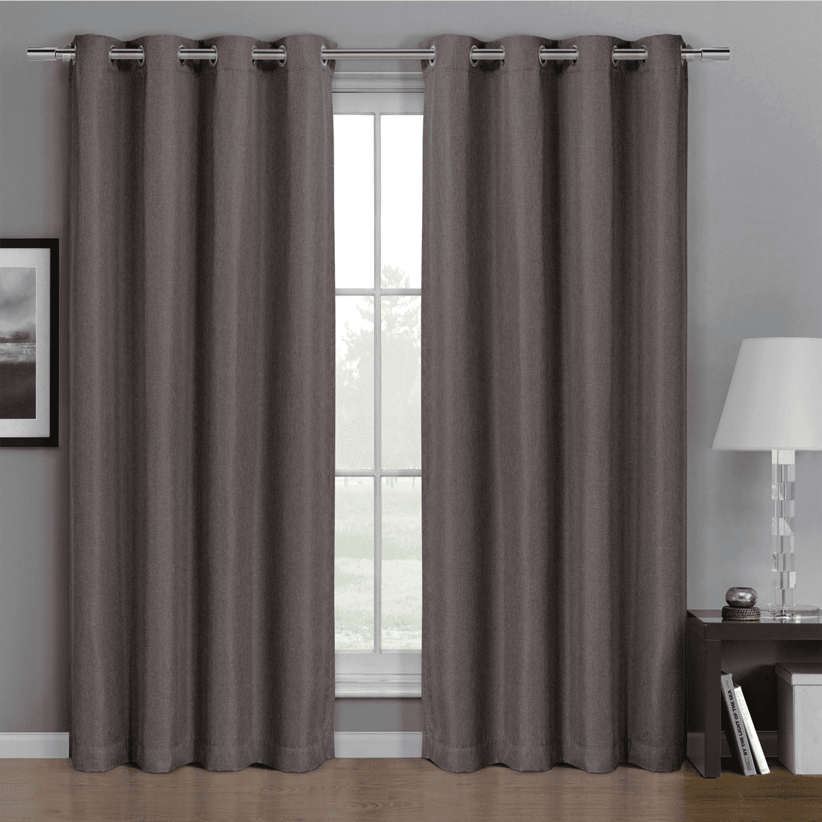 Gulfport Faux Linen Blackout Weave Grommet Window Curtain Panels (Single  Panel)- 52x63 - Purple - Walmart.com