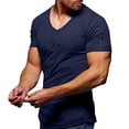 thumbnail image 2 of Camisa de manga corta con cuello en V y cremallera para hombre, de color liso, talla grande, poliéster, informal, se ajusta a la talla, lavable a mano, adecuada para actividades diarias y al aire l, 2 of 2