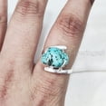 thumbnail image 4 of Natural Turquoise Ring, Rough Turquoise Ring, December Birthstone, Cross Prong Ring, 925 Sterling Silver, Womens Ring, Christmas, Thanksgiving, Handmade, Statement Jewelry, Rough Gemstone Jewelry, 4 of 5