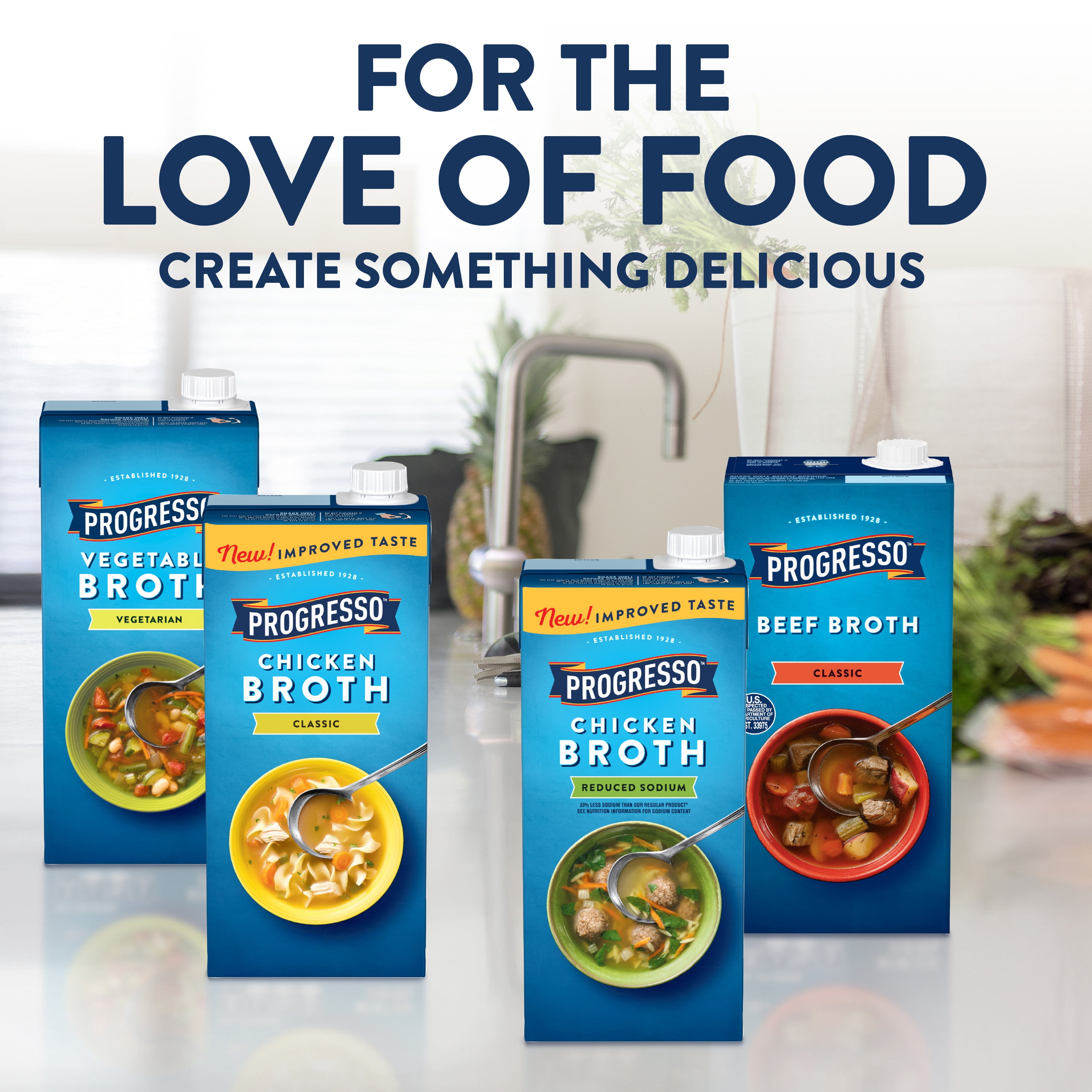 (12 pack) Progresso Chicken Broth, Reduced Sodium, Gluten Free, 32 oz