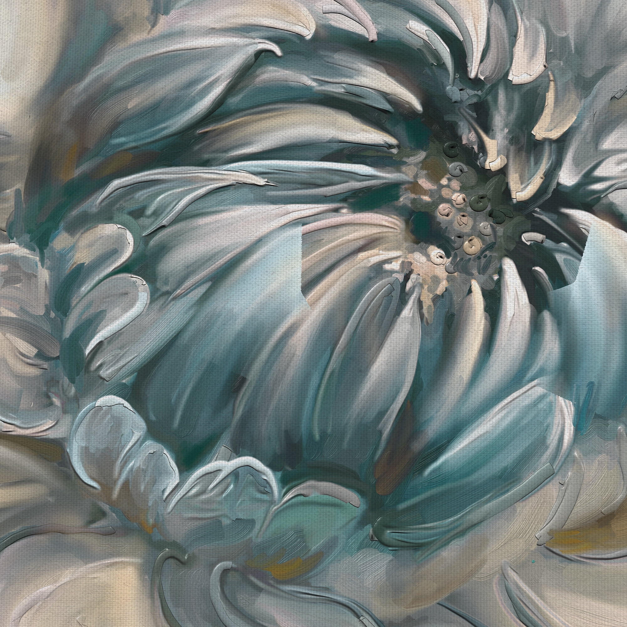 Masterpiece Art Gallery Daytime Dahlia Blue II By Studio Arts Canvas Art Print 24" x 24"