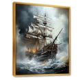 thumbnail image 2 of Designart "Ghostly Pirate Ship In Stormy Seas" Pirate Floater Framed Canvas Wall Art, 2 of 5