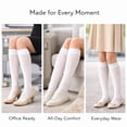 thumbnail image 6 of Diamond Star Women's Knee High Socks Trouser Socks, Stretchy Soft Thin Material (White - 6 Pairs, Socks Size 9-11, Fit Women's Shoe Size 4-10.5), 6 of 6