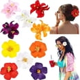 thumbnail image 2 of 10pcs Floral Hair Accessories Double Fabric Flower Clip Barrettes With Metal Base Gift Ready Packaging, 2 of 9