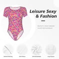thumbnail image 4 of Saiise Beignes Colorés 1 Motif Grenouillère à Manches Courtes pour Femme Pyjama à Col Rond Justaucorps Extensible avec Fermeture à Boutons-Pression-Xx-Grand, 4 of 7