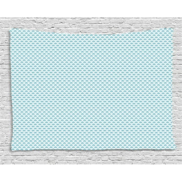 Vintage Blue Tapestry, Uniformly Designed Plumpy Tiny Stars Pattern on a Plain Background, Wall Hanging for Bedroom Living Room Dorm Decor, 80W X 60L Inches, Baby Blue and White, by Ambesonne