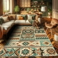 thumbnail image 2 of Ambesonne Southwestern Decorative Rug Carpet, Starry Ethnic Grunge, 2' 5" x 5', Cinnamon Seafoam Beige, 2 of 5