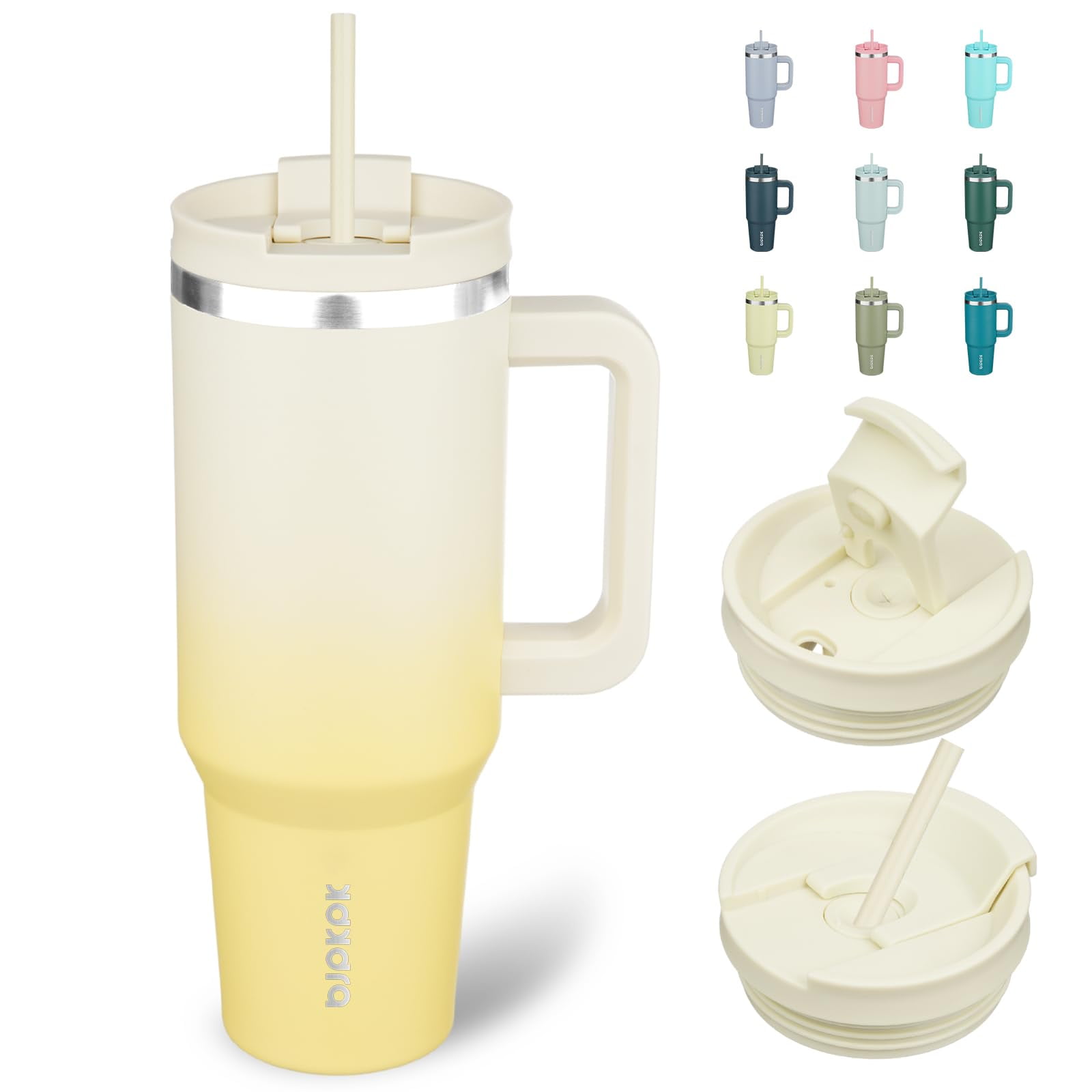BJPKPK 40oz Tumbler with Handle - Lemon