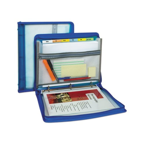 Zippered Binder w/ Expanding File 2" Overall Expansion, 7 Sections, Letter Size, Bright Blue