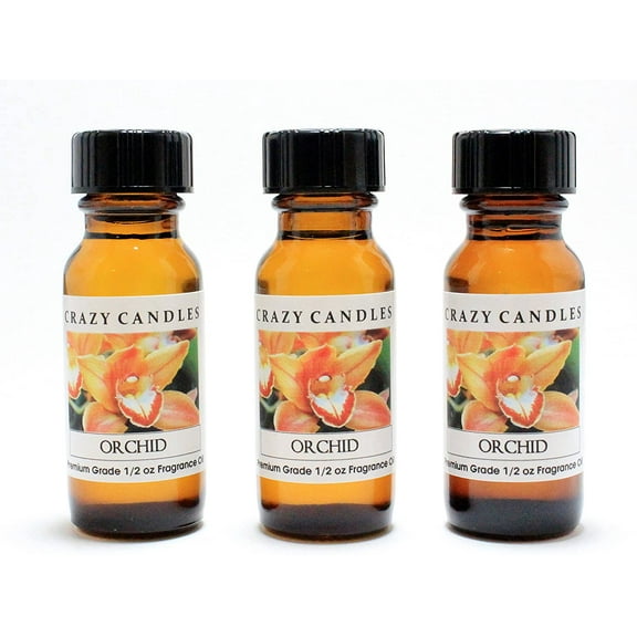 Crazy Candles Orchid 3 Bottles 1/2 FL Oz Each (15ml) Premium Grade Scented Fragrance Oil Made in USA