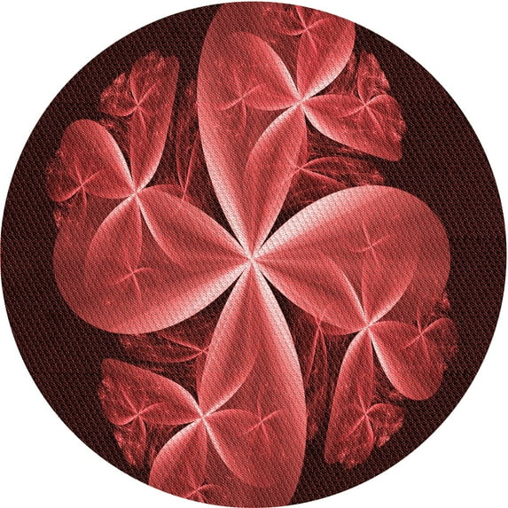 Ahgly Company Indoor Round Patterned Grapefruit Red Area Rugs, 4' Round
